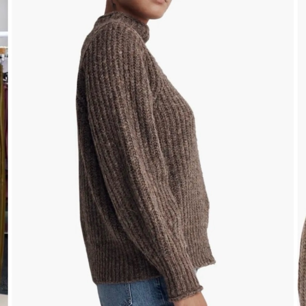 Madewell Loretto Funnel Neck Sweater in Heather Otter - Picture 2 of 16
